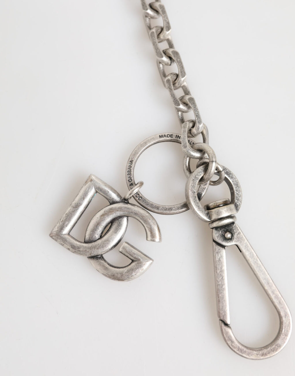 Dolce & Gabbana Silver Tone Brass DG Logo Detailing Chain Men Necklace