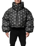 Veste matelassée noire Dolce & Gabbana DG Monogram à fermeture éclair complète pour homme, style chaud et élégant.
