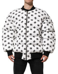 Veste matelassée blanche Dolce & Gabbana DG Monogram à fermeture éclair intégrale, vue de face.
