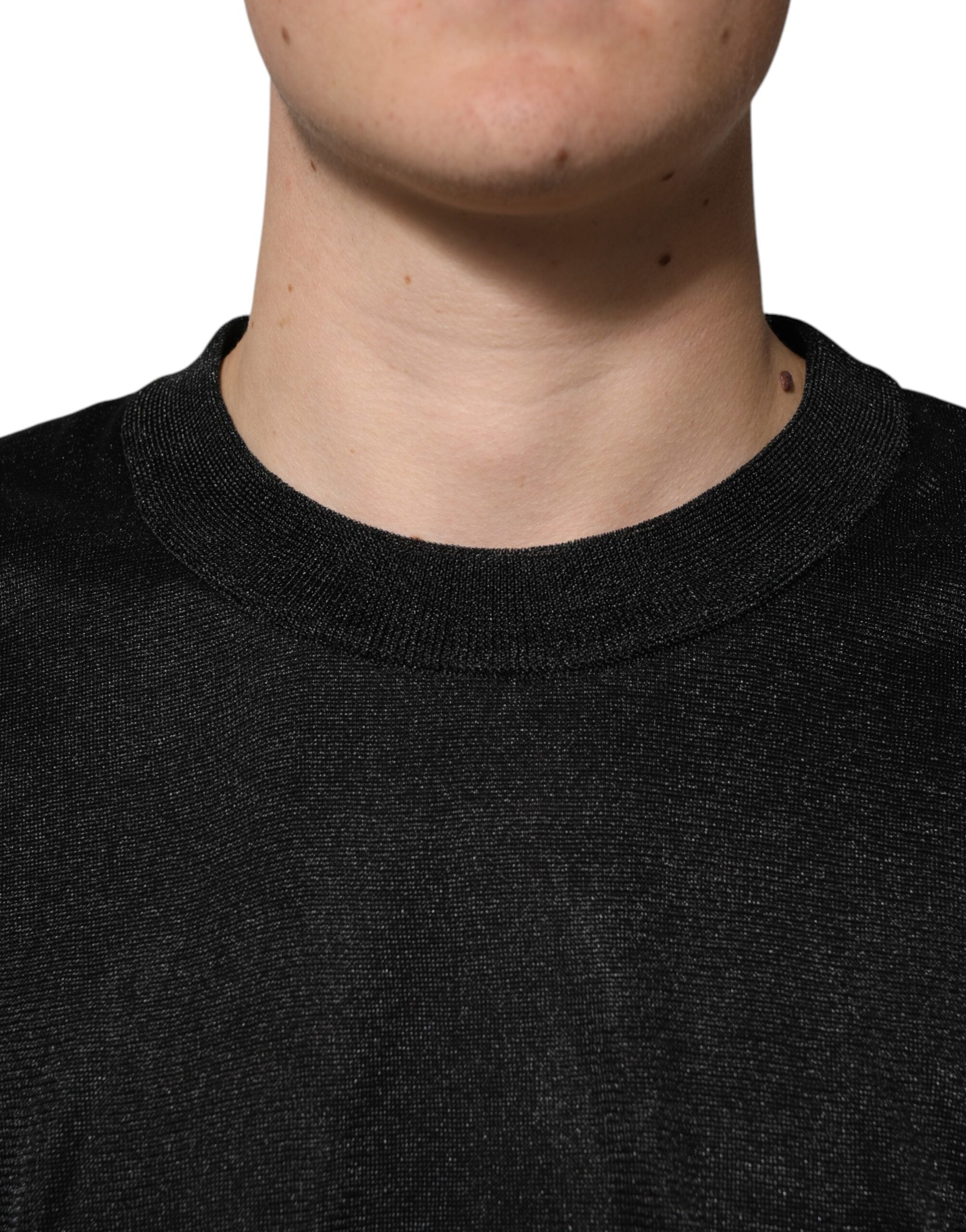 Sweat-shirt noir en polyester de Dolce & Gabbana avec col rond et manches longues, style décontracté et élégant.