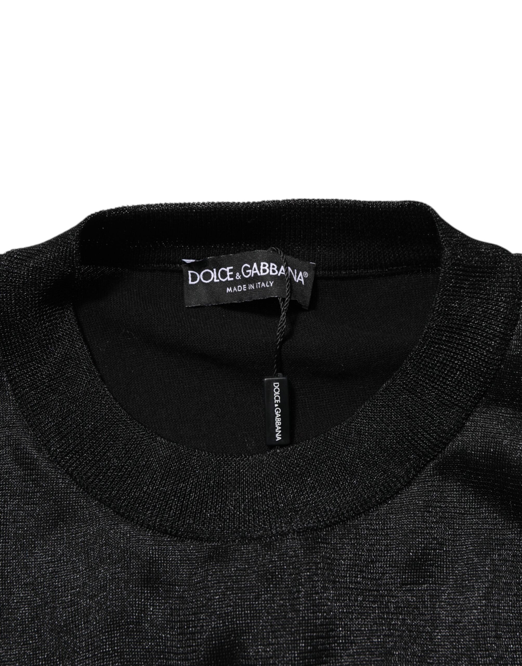 Pull à capuche en polyester noir de Dolce & Gabbana, sweat-shirt décontracté avec logo de la marque.