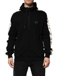 Pull Dolce & Gabbana en coton noir avec plaque, cardigan léger à manches longues et style élégant.