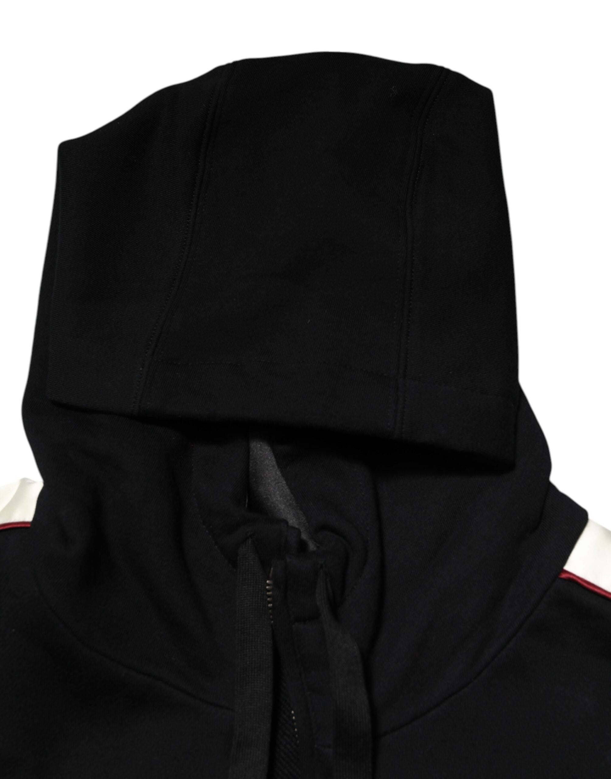 Pull Dolce & Gabbana en coton noir avec plaque de design, cardigan ou sweat-shirt à manches longues.