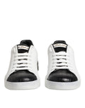 Chaussures sneakers Portofino en cuir blanc et noir de Dolce & Gabbana, style élégant avec détails en cuir.