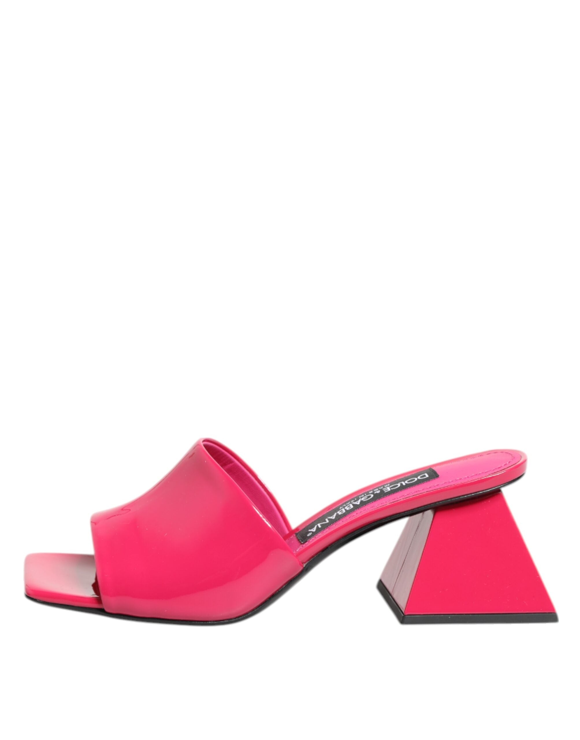 Sandales Dolce & Gabbana mules roses à talon bloc ouvert, style élégant et moderne, vue de face.