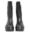 Bottes de pluie noires métalliques Dolce & Gabbana pour hommes, faciles à enfiler, en caoutchouc brillant.