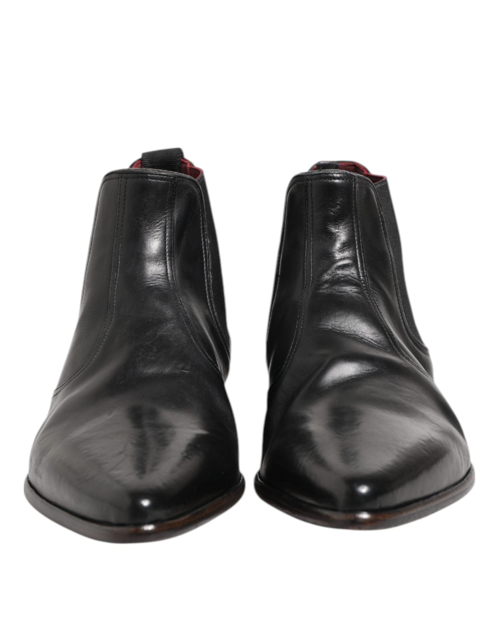 Chaussures Chelsea noires pour hommes de Dolce & Gabbana, bottines à enfiler élégantes en cuir avec semelle robuste