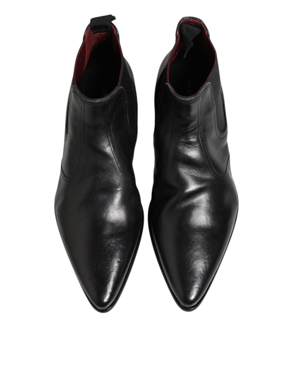 Chaussures bottines Chelsea noires pour homme de Dolce & Gabbana, slip-on, en cuir, avec semelle antidérapante.