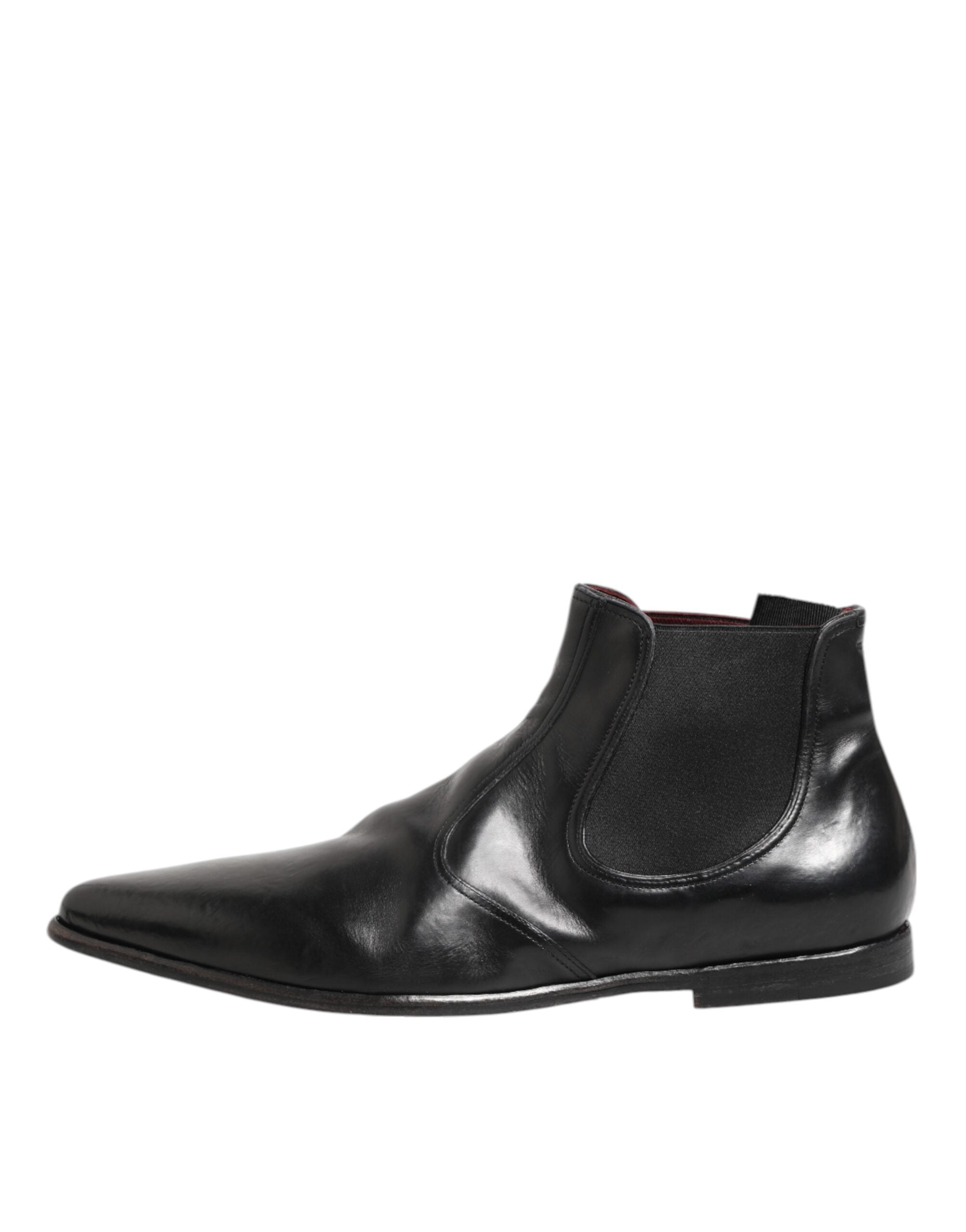 Chaussures Chelsea noires pour homme de Dolce & Gabbana, bottines à fermeture slip-on et semelle en cuir élégante.