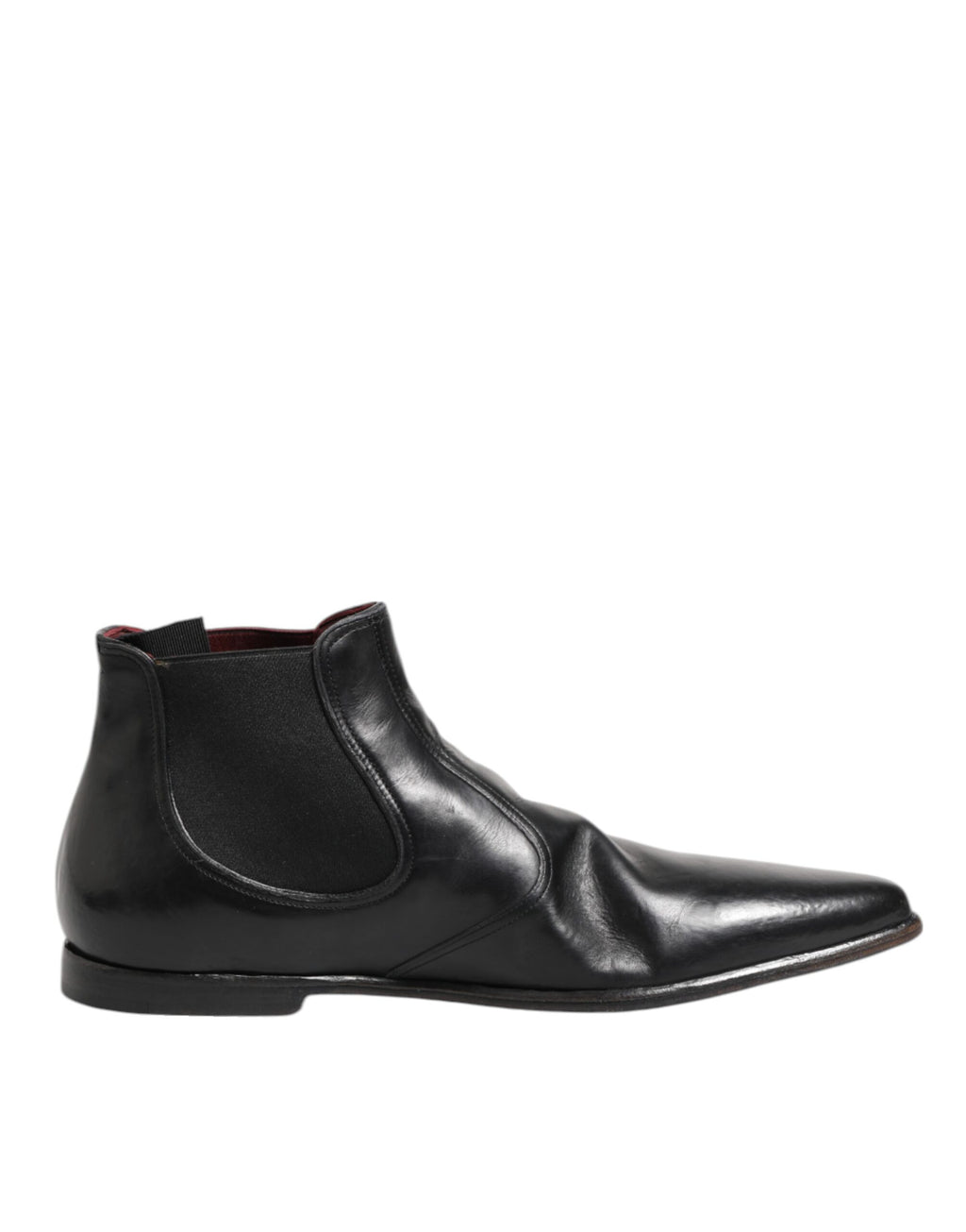 Chaussures Richelieu pour homme Dolce & Gabbana, bottines Chelsea noires en cuir avec semelle élégante et design classique.