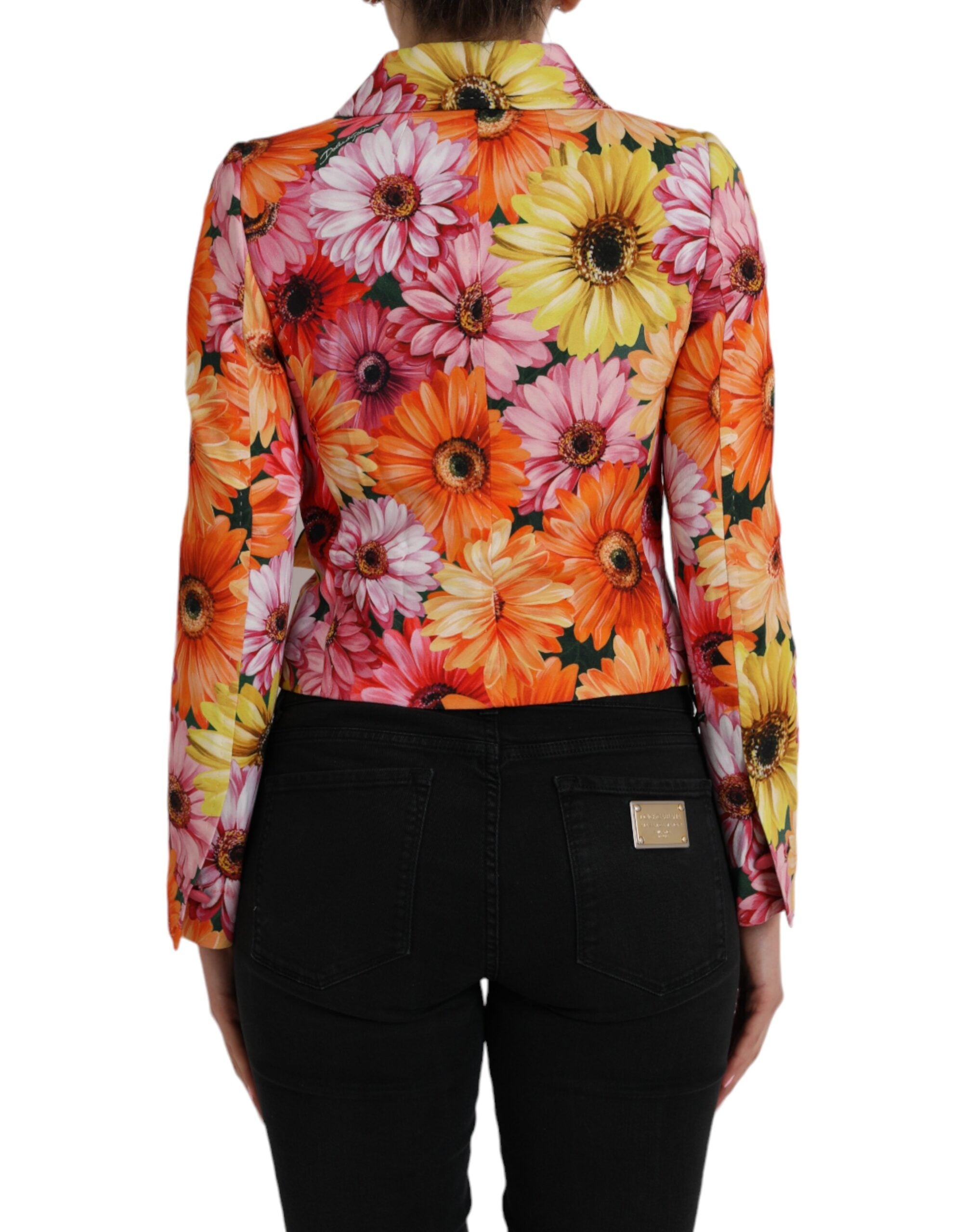 Veste Dolce & Gabbana à imprimé multicolore de marguerites, motif floral fantaisie, en tissu léger et élégant.
