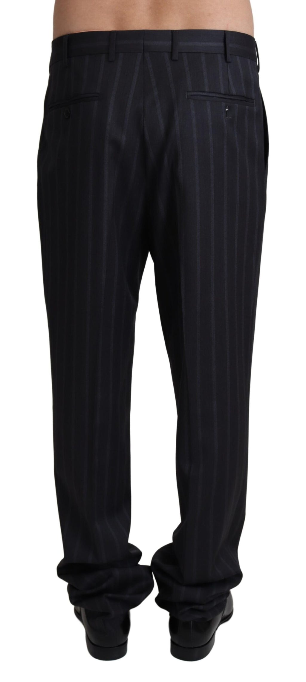 Pantalons formels en mélange de laine gris de Dolce & Gabbana, coupe classique et élégante pour homme.
