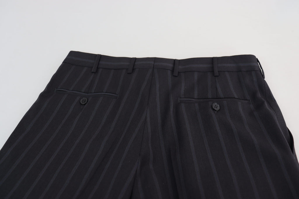 Pantalon formel en laine mélangée gris de Dolce & Gabbana, coupe élégante pour homme.