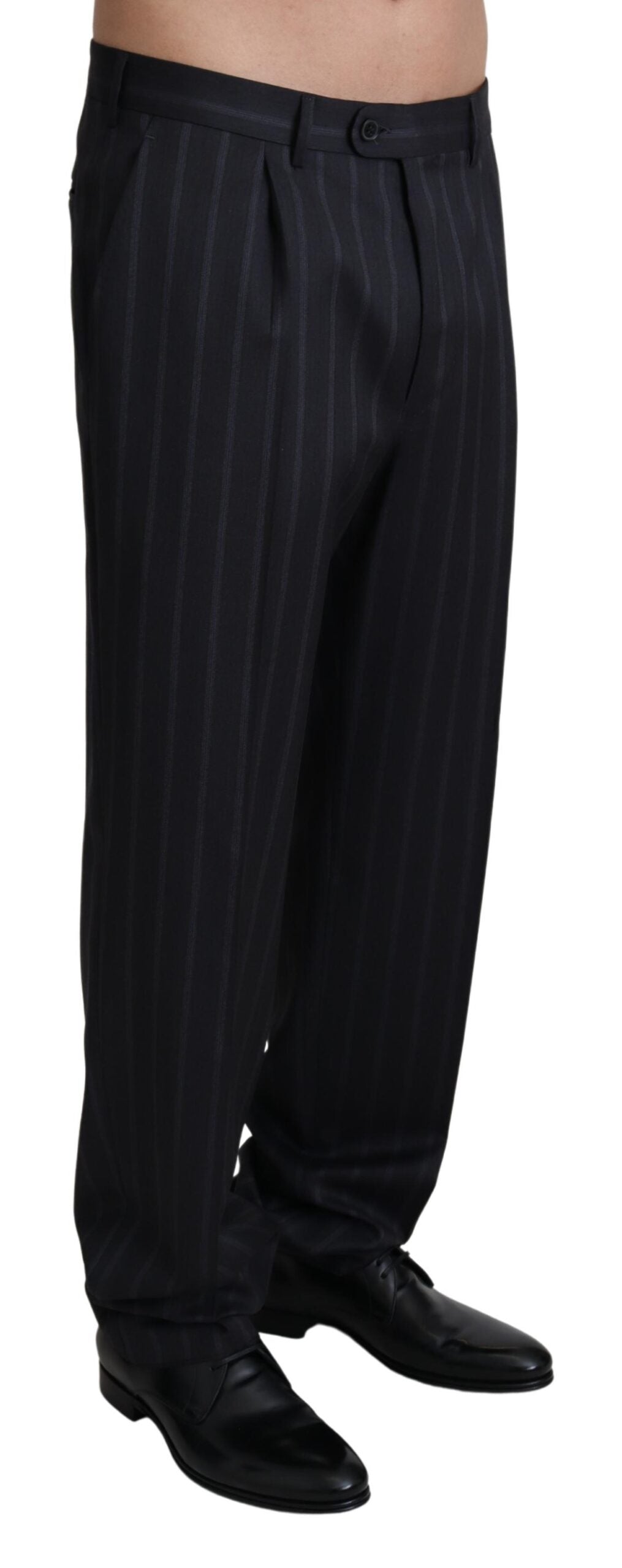 Pantalon formel en laine mélangée gris de Dolce & Gabbana, style élégant et classique, vue de face.