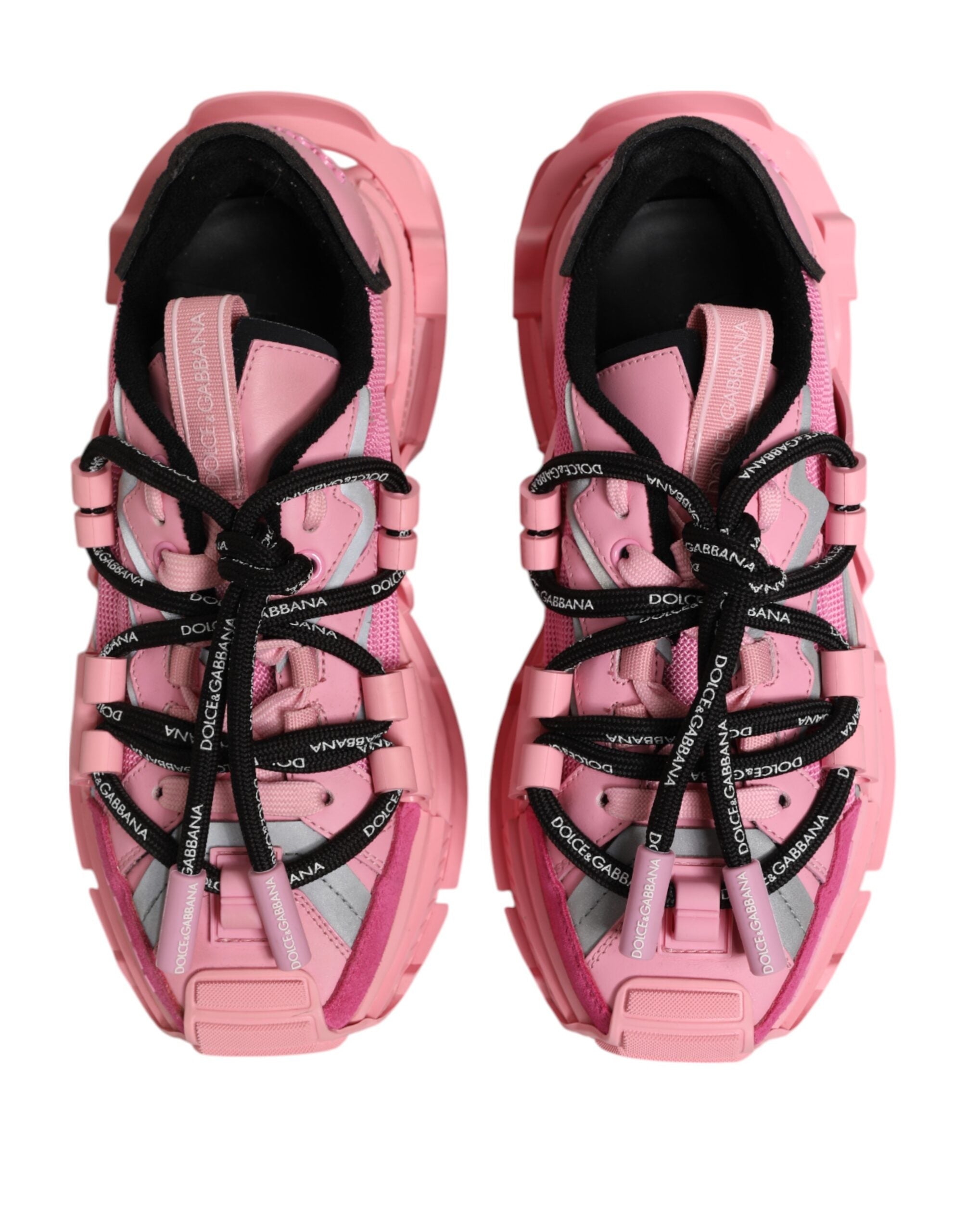 Chaussures sneakers basses roses Dolce & Gabbana pour femmes, style spacieux et tendance, vue de face.