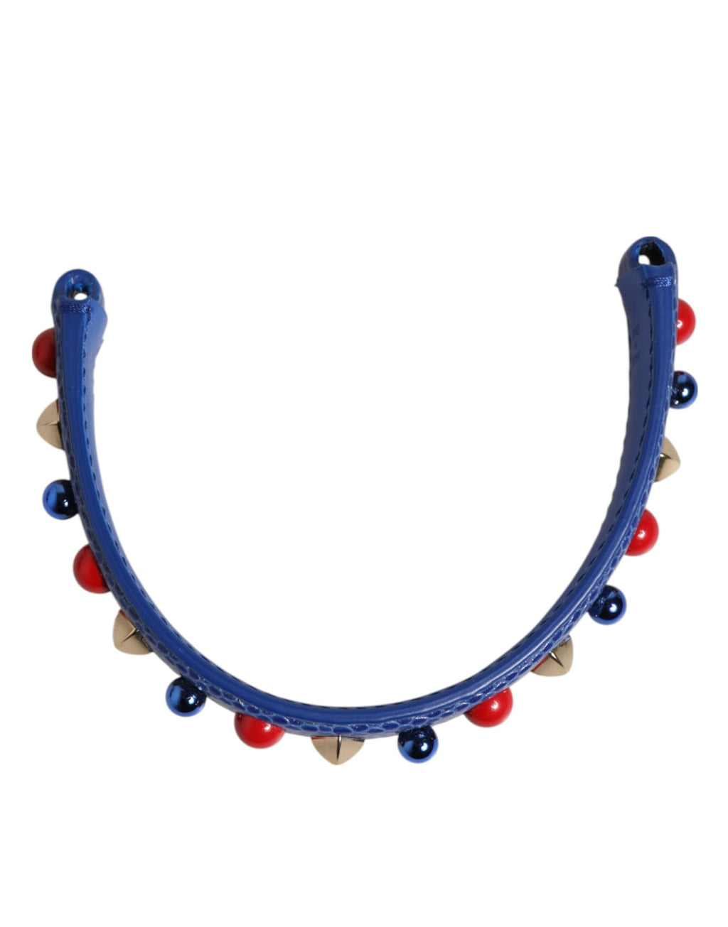 Anse de sac en cuir bleu Dolce & Gabbana avec embellissements pour sac à main femme, porté en bandoulière.