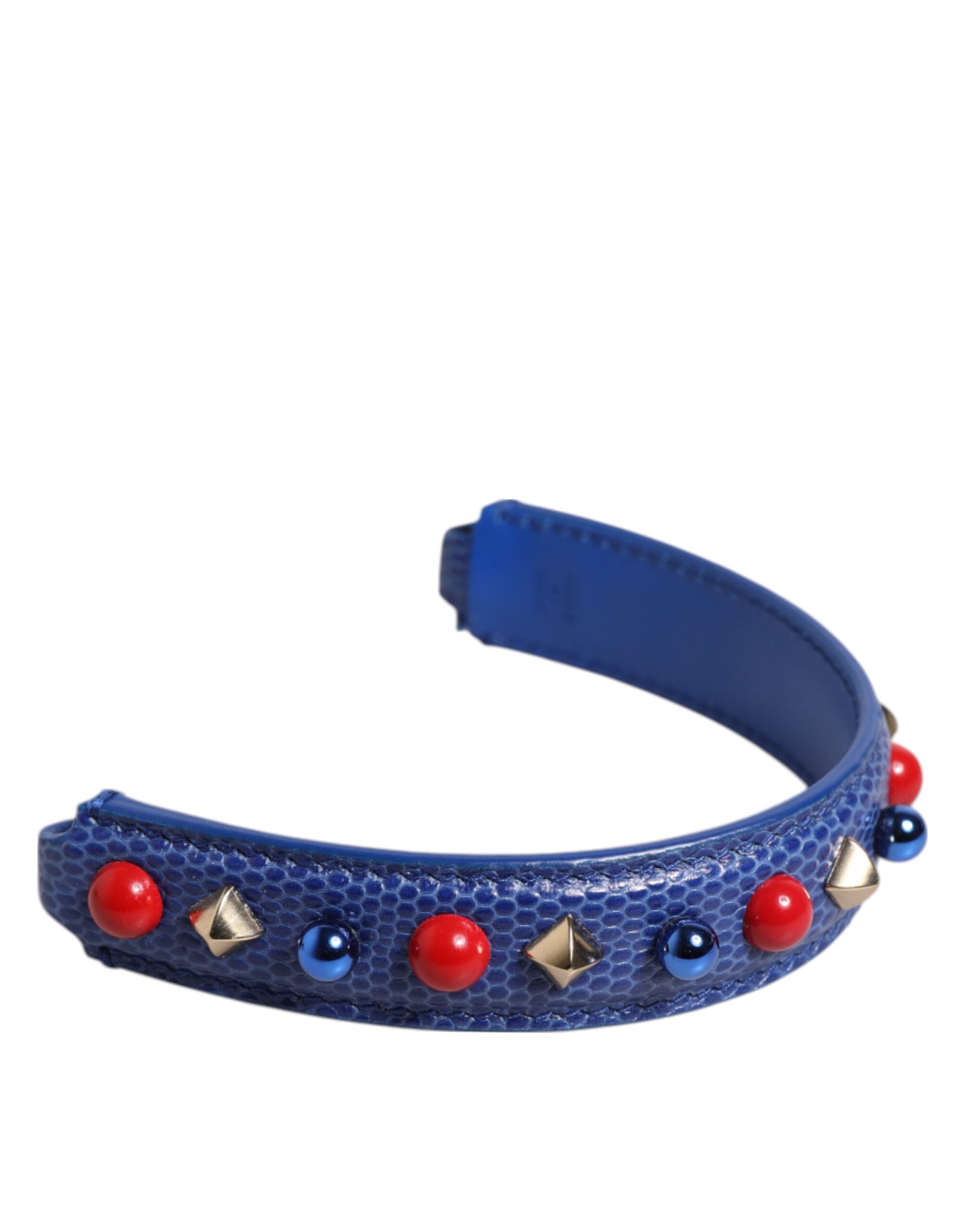 Poignée de sac en cuir bleu Dolce & Gabbana avec embellissements, pour sac à main pour femmes, bandoulière élégante.
