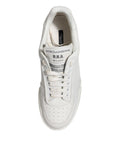 Chaussures basses en cuir blanc Dolce & Gabbana Miami, sneakers élégants pour homme, vue de face.