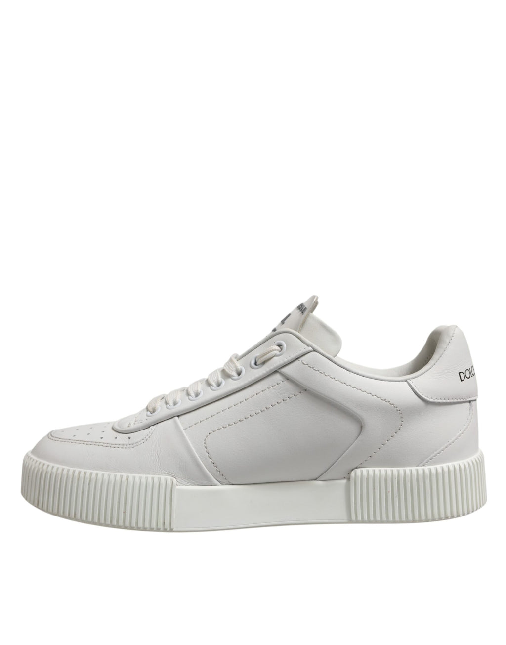 Chaussures sneakers basses en cuir blanc Dolce & Gabbana Miami Low Top pour homme, vue de face.