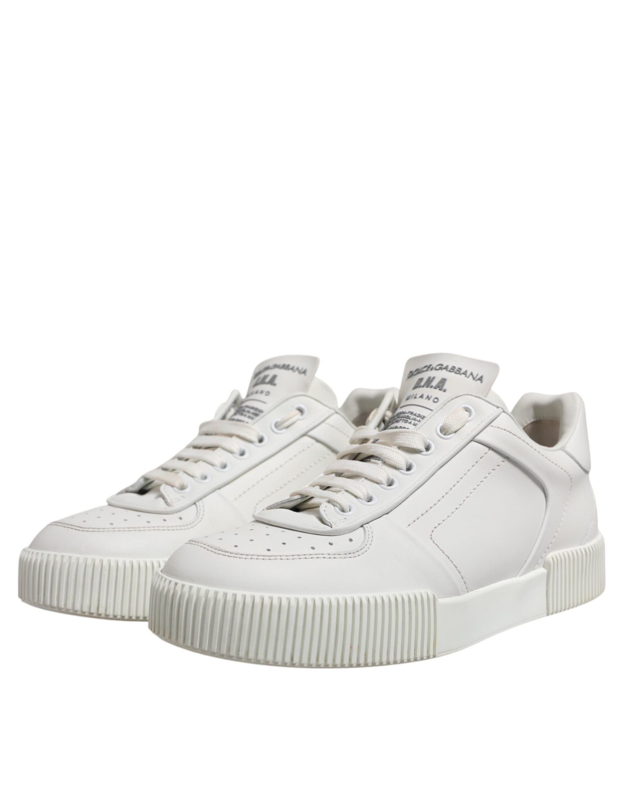 Chaussures sneakers basses en cuir blanc Dolce & Gabbana Miami, chaussures de mode pour homme et femme