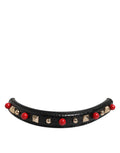 Sangle d'épaule en cuir noir Dolce & Gabbana avec embellissements, pour sac à main pour femmes.