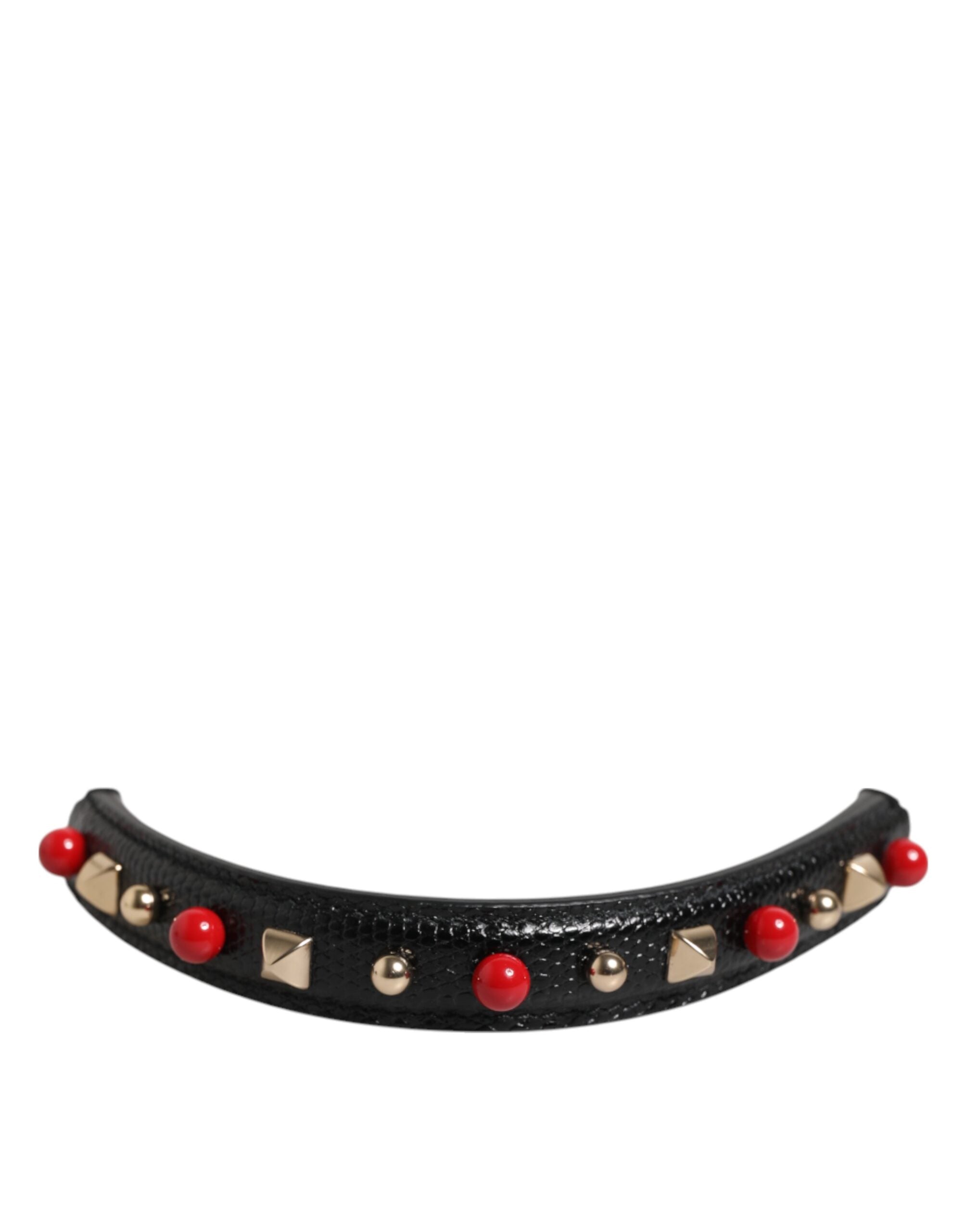 Anse de sac en cuir noir Dolce & Gabbana avec embellissements, conçue pour porter en bandoulière ou à l'épaule.