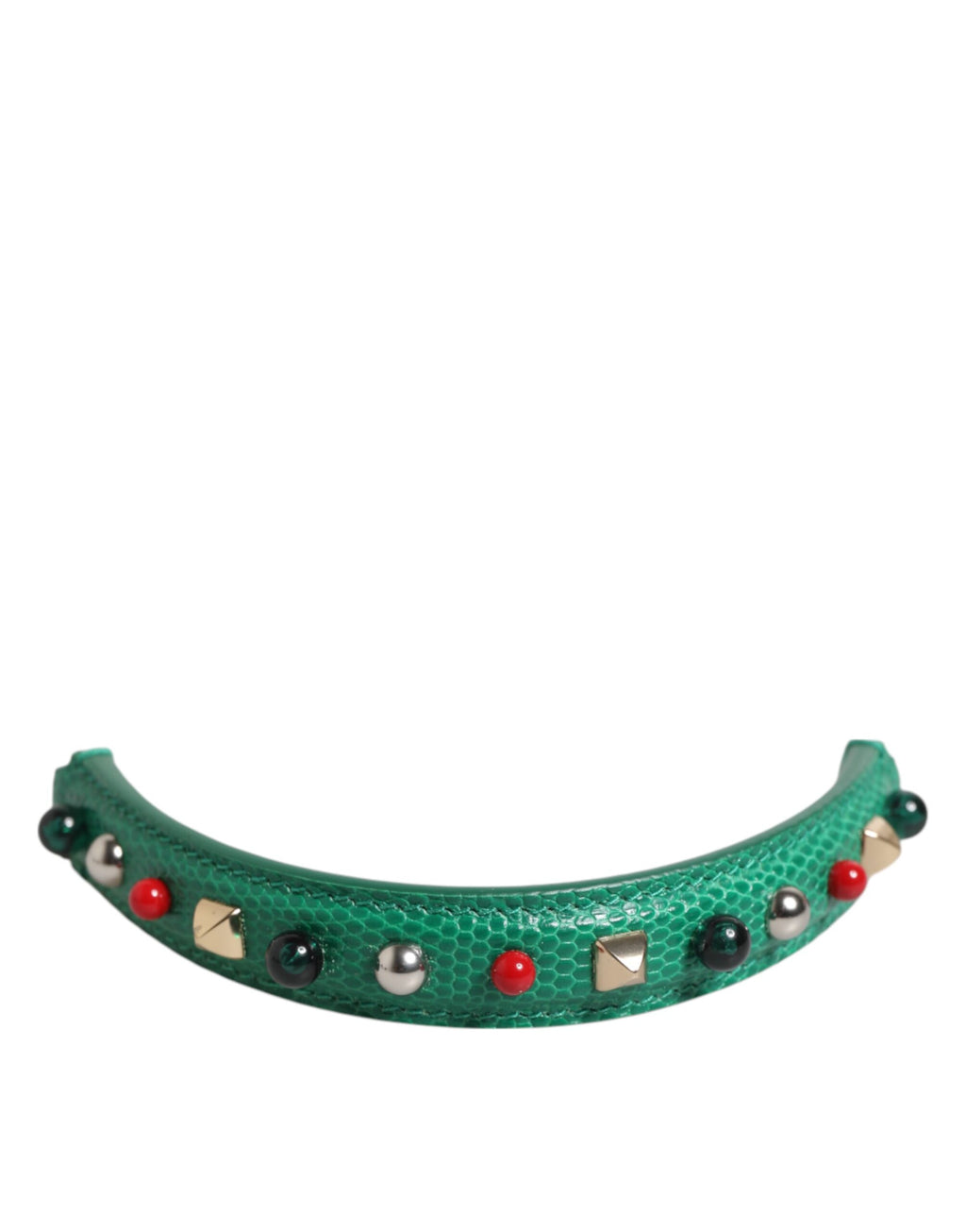 Poignée de sac en cuir vert Dolce & Gabbana avec embellissements pour sac à main pour femme, bandoulière élégante.