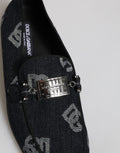 Mocassins en coton bleu Dolce & Gabbana avec logo, chaussures formelles pour homme, style élégant et sophistiqué