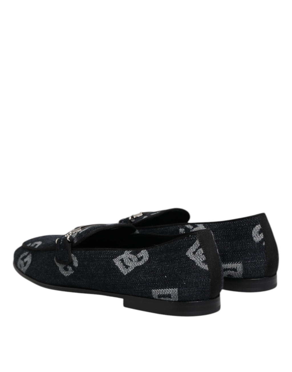Chaussures formelles Dolce & Gabbana en coton bleu avec logo, style loafers élégants pour homme.