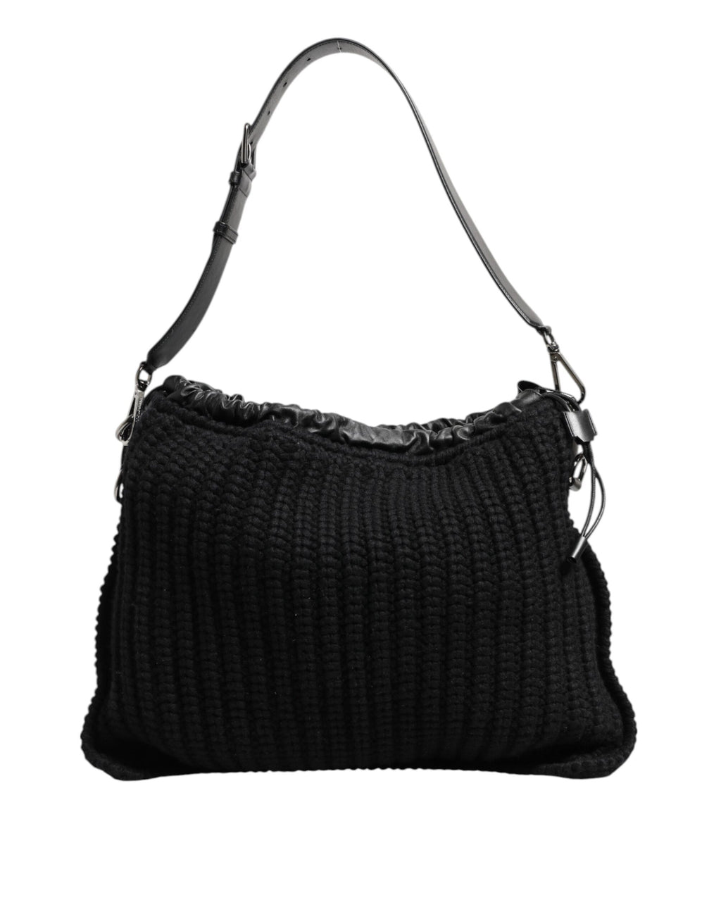 Sac à bandoulière en cachemire noir et cuir tissé de Dolce & Gabbana pour femme, élégant et sophistiqué.