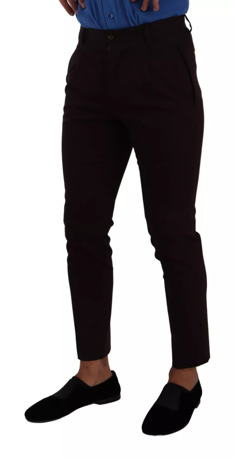 Pantalon skinny en coton stretch Bordeaux de Dolce & Gabbana, coupe ajustée et élégante, pour un style moderne et sophistiqué.