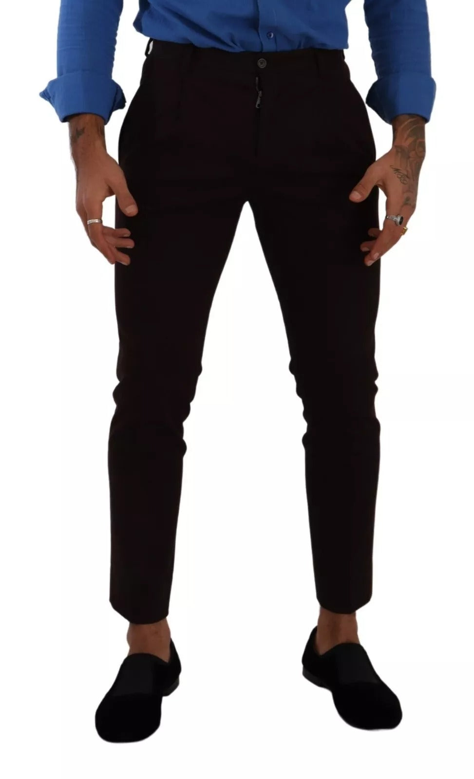 Pantalon skinny en coton stretch Bordeaux de Dolce & Gabbana, coupe ajustée et élégante, visible en détail sur l'image.