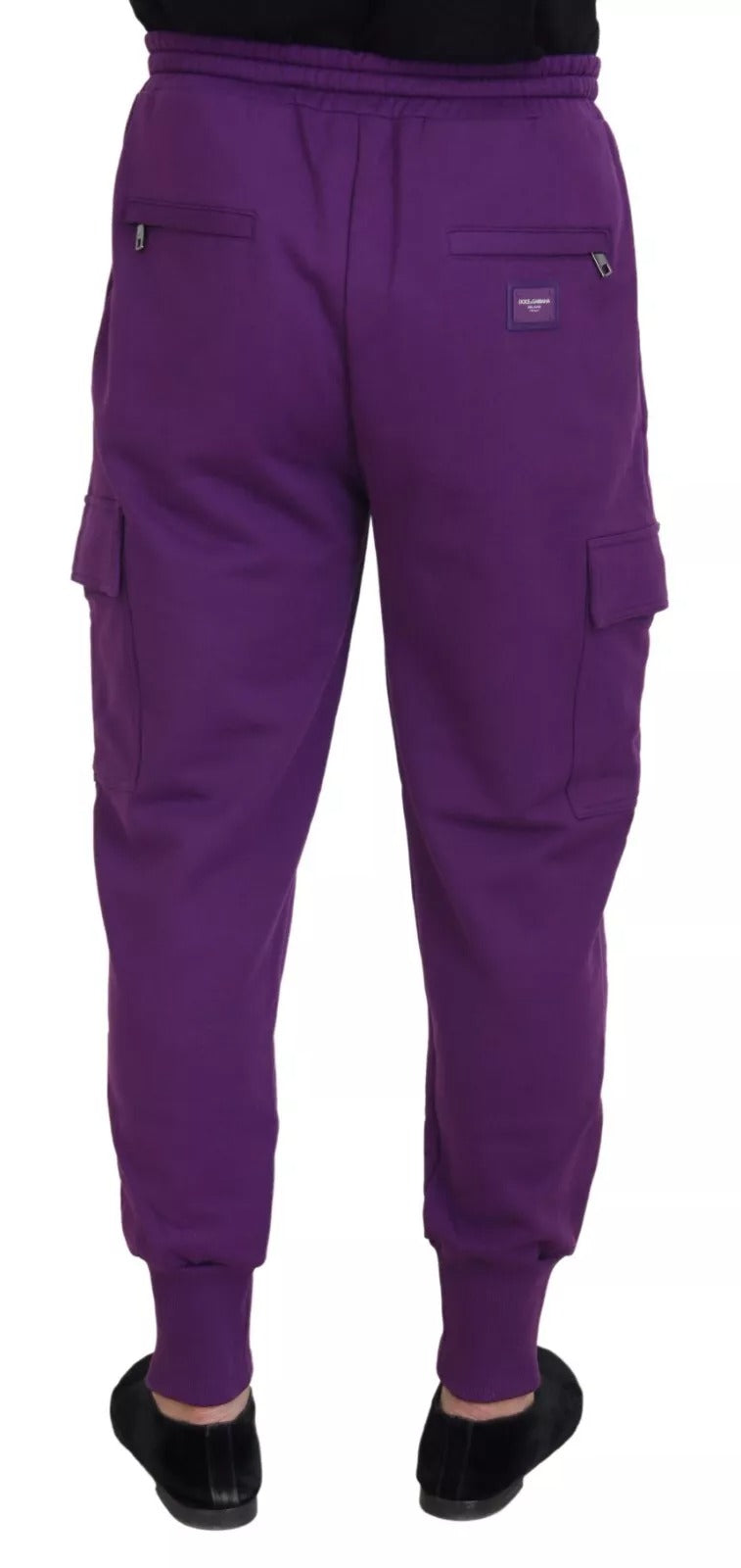 Pantalon de jogging cargo en coton violet de Dolce & Gabbana, style décontracté avec poches latérales.