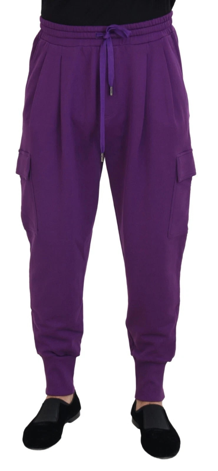 Pantalons de jogging cargo en coton violet de Dolce & Gabbana, style décontracté et confortable pour homme.