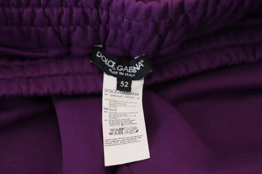 Pantalons de jogging cargo en coton violet Dolce & Gabbana, style décontracté et confortable, avec poches latérales.