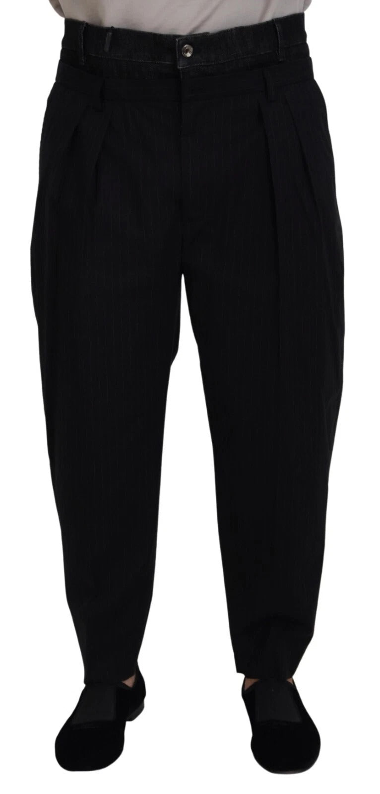 Jeans Dolce & Gabbana en coton noir extensible, coupe détendue et décontractée, tissu denim léger et confortable.