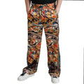 Pantalon satin à imprimé marbre multicolore signé Dolce & Gabbana, style élégant et tendance, vue de face.