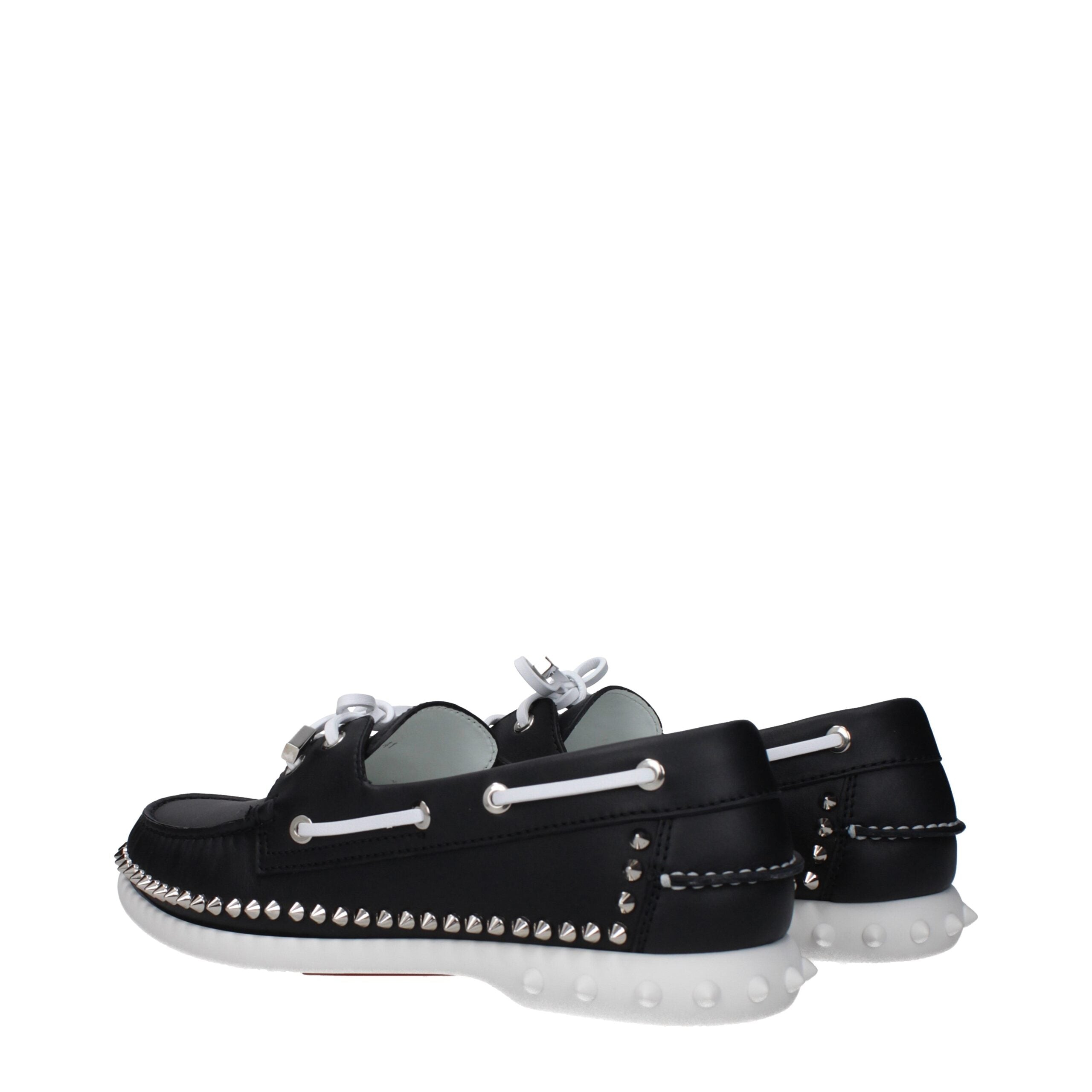 Chaussures Christian Louboutin en cuir noir, mocassins slip-on élégants avec semelle en caoutchouc pour homme.