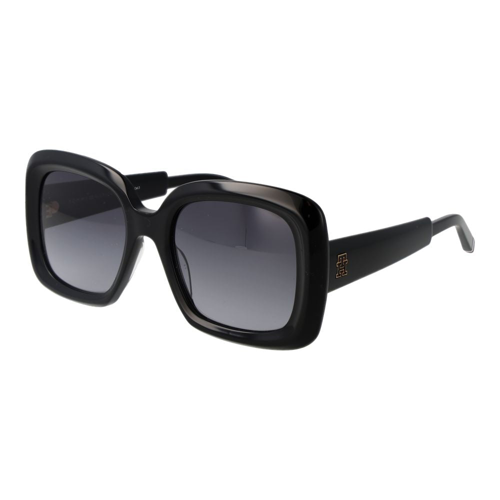 Lunettes de soleil noires en acétate Tommy Hilfiger avec monture élégante et style moderne.