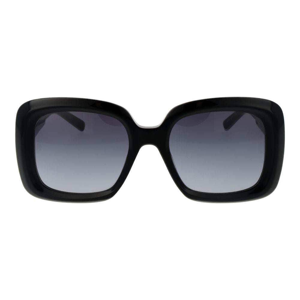 Lunettes de soleil Tommy Hilfiger en acétate noir avec monture rectangulaire et détails élégants.