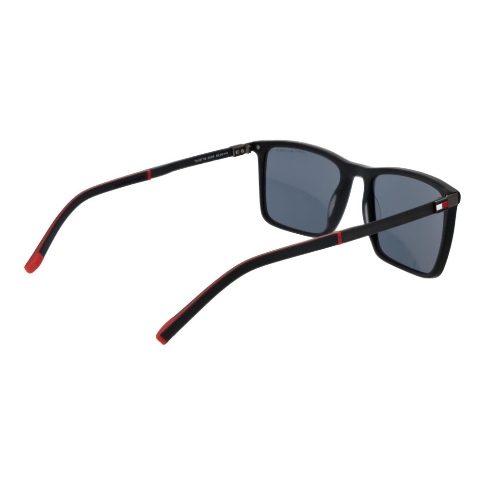 Lunettes de soleil Tommy Hilfiger en acétate noir avec monture élégante et logo visible.