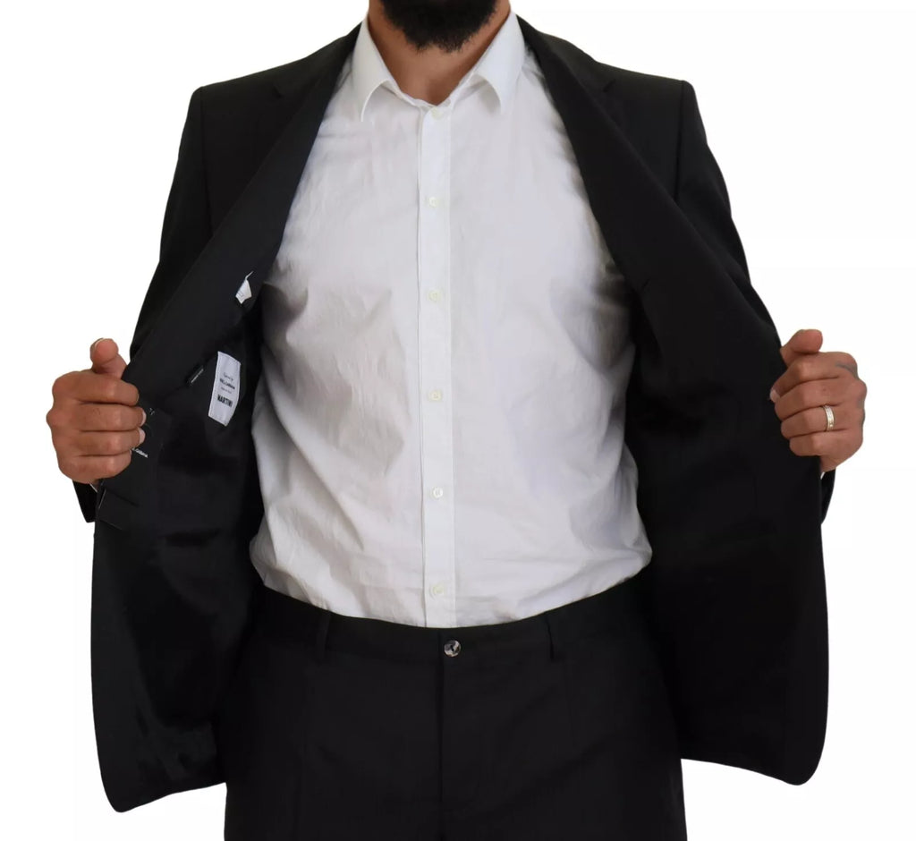 Costume deux pièces Dolce & Gabbana Melange Gris en laine, élégant ensemble Martini avec veste et pantalon.