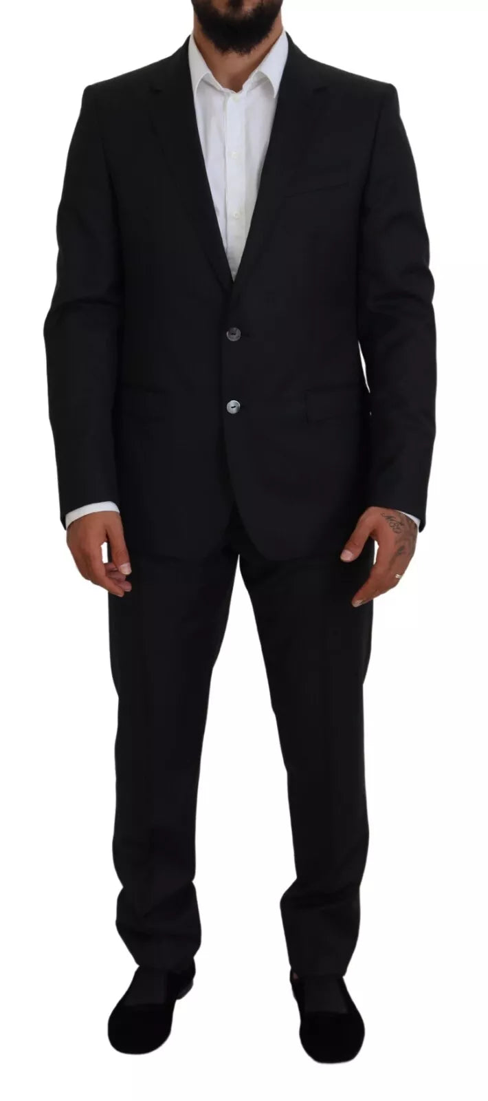 Costume Dolce & Gabbana Melange gris en laine, 2 pièces, veste et pantalon pour homme.