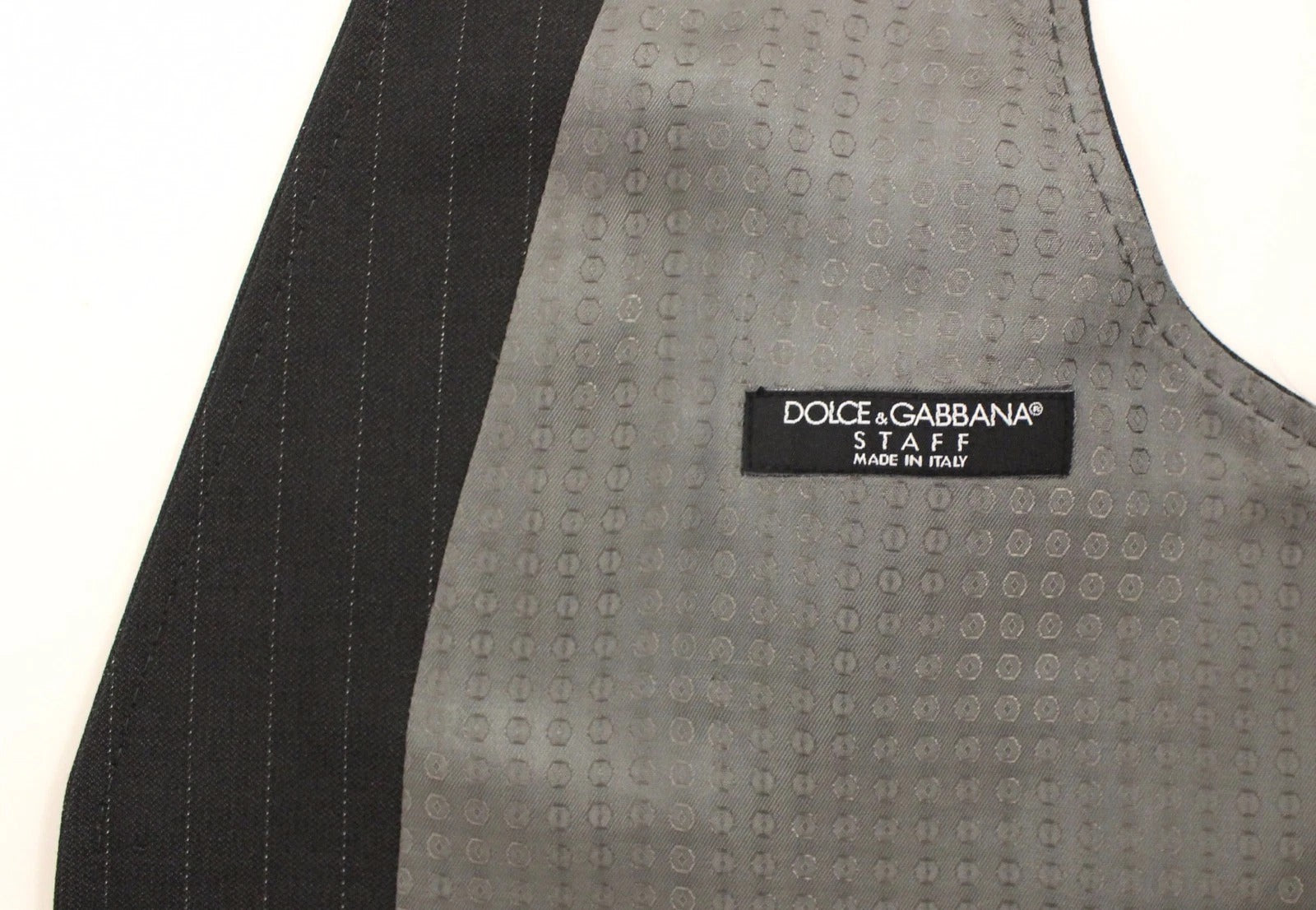 Gilet formel Dolce & Gabbana gris à rayures, veste élégante pour homme ou femme.