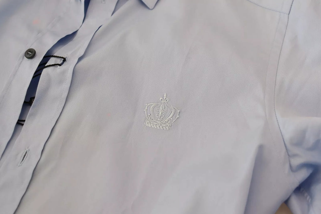 Chemise slim en coton Light Blue de Dolce & Gabbana, coupe ajustée et élégante, détails visibles sur le col et les boutons.