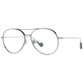 Lunettes en métal gris Moncler avec monture élégante et moderne, visibles dans l'image.