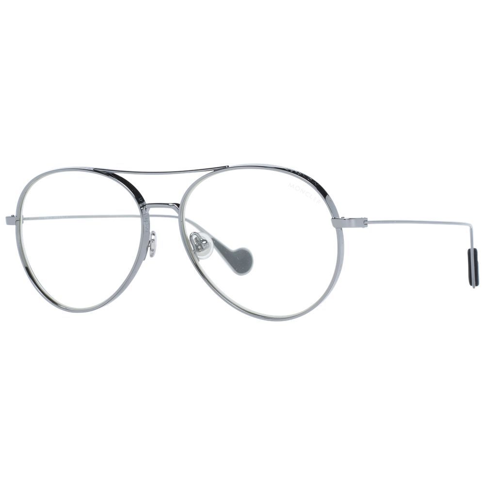 Lunettes en métal gris Moncler avec monture élégante et moderne, visibles dans l'image.