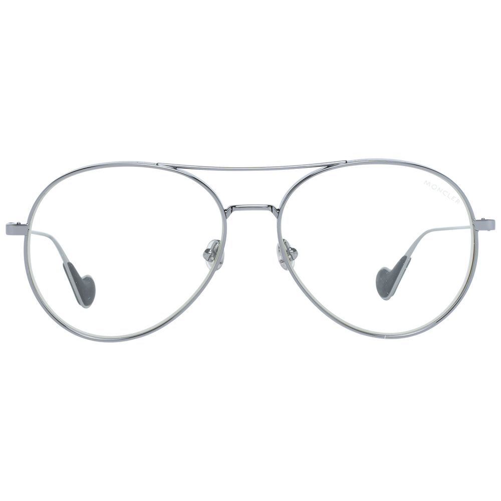 Monture de lunettes en métal gris Moncler avec verres, design moderne et élégant pour un style sophistiqué.