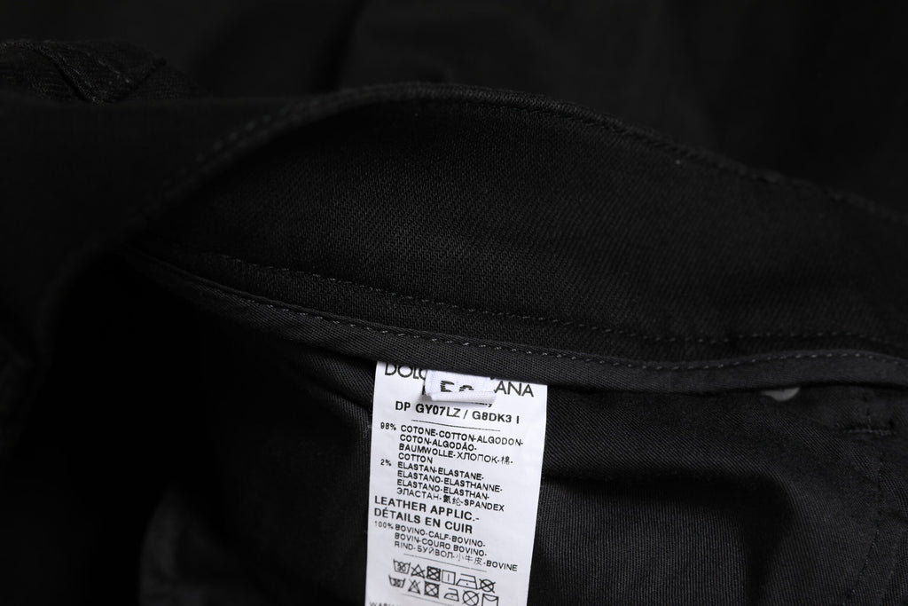 Jean décontracté noir en coton pour homme de Dolce & Gabbana, coupe skinny, pantalon tendance et confortable.