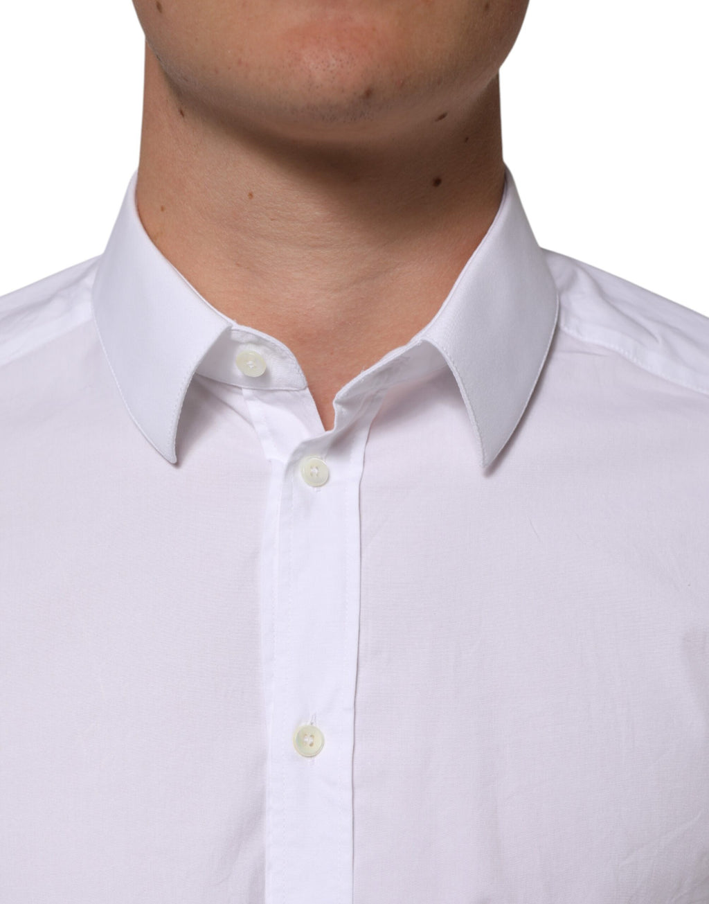 Chemise homme blanche en coton Dolce & Gabbana avec manches longues et détails dorés pour une tenue formelle élégante